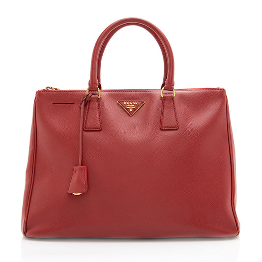 Prada Saffiano Leather Lux Double-Zip Medium Tote - FINAL - Rovelle Bags