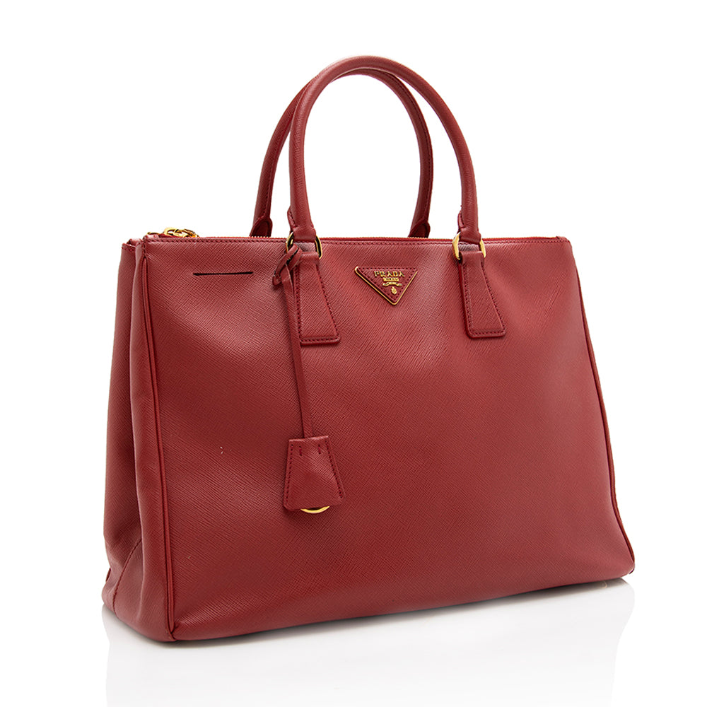 Prada Saffiano Leather Lux Double-Zip Medium Tote - FINAL - Rovelle Bags