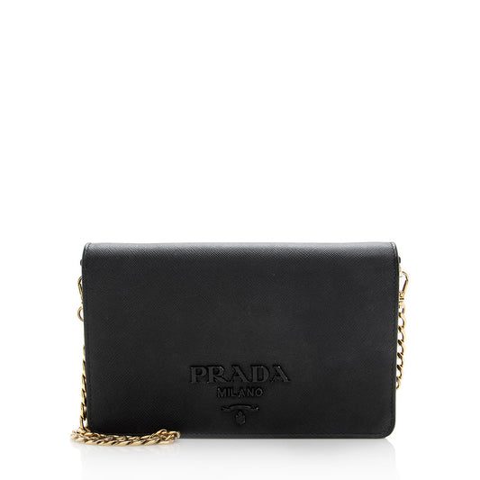 Prada Saffiano Leather Monochrome Small Crossbody Bag - Rovelle Bags