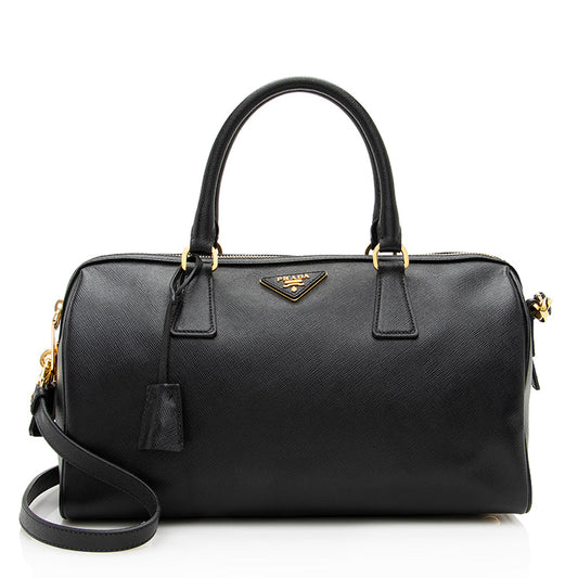 Prada Saffiano Lux Boston Bag Handbag - Rovelle Bags