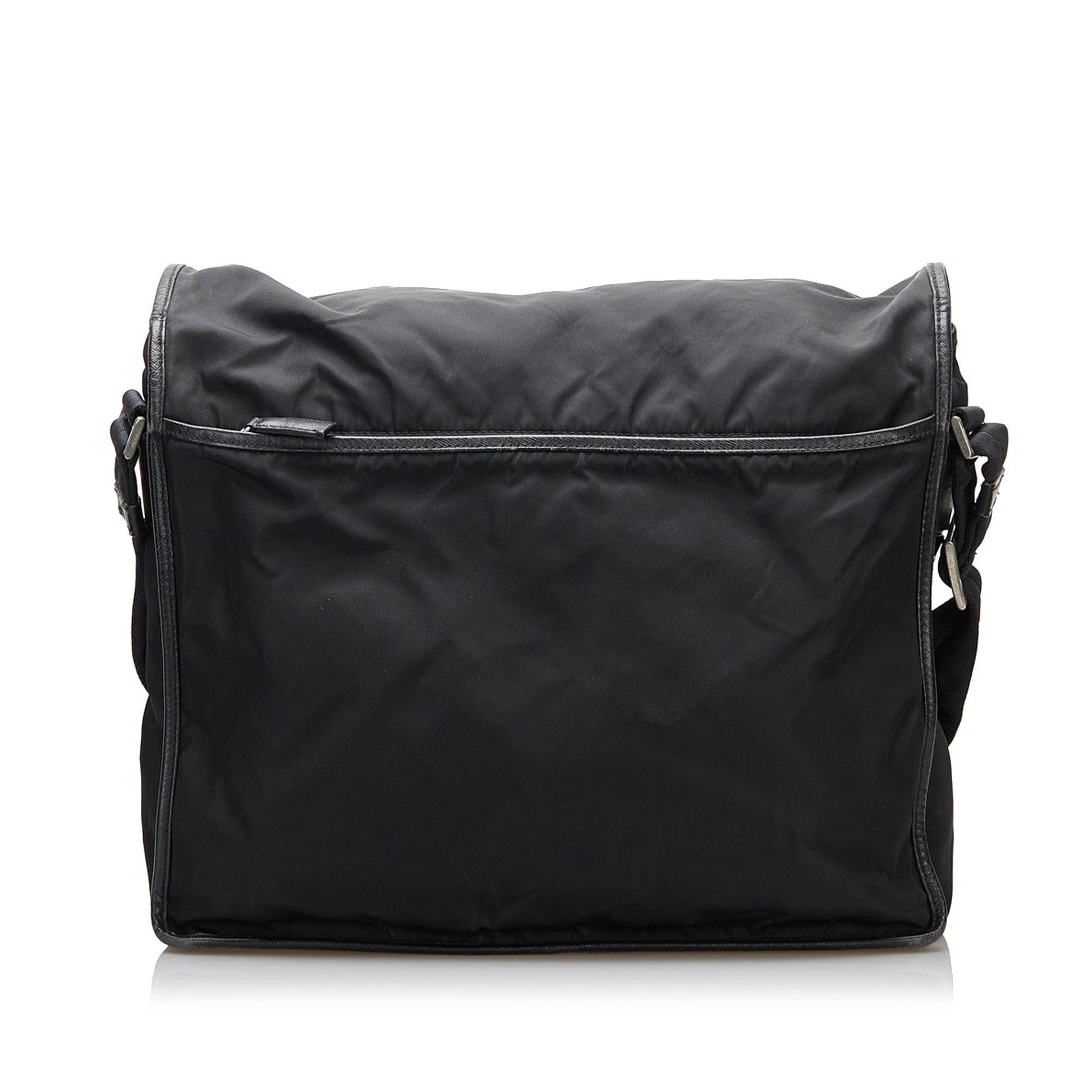 Prada Saffiano-Trimmed Tessuto Crossbody Bag - Rovelle Bags