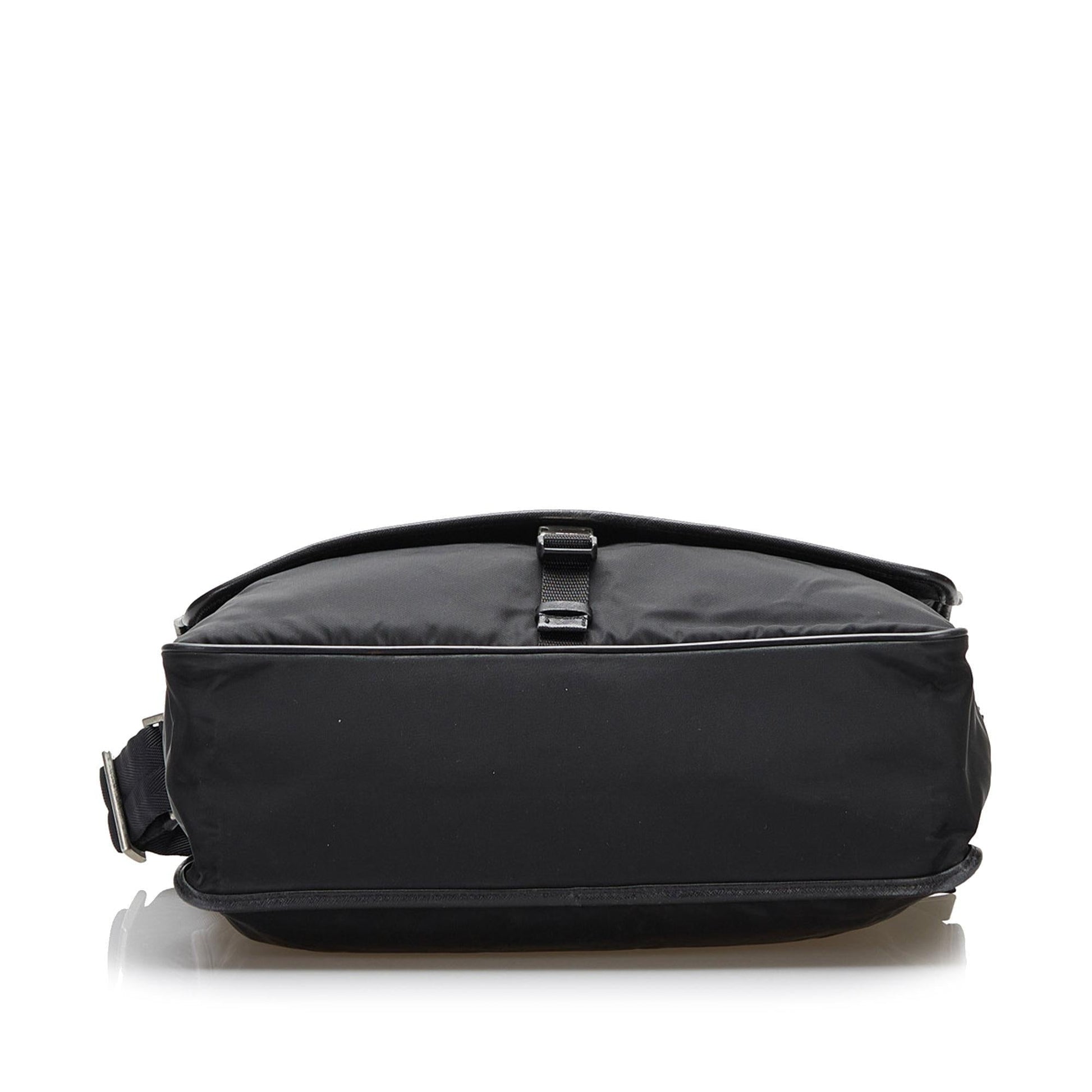 Prada Saffiano-Trimmed Tessuto Crossbody Bag - Rovelle Bags