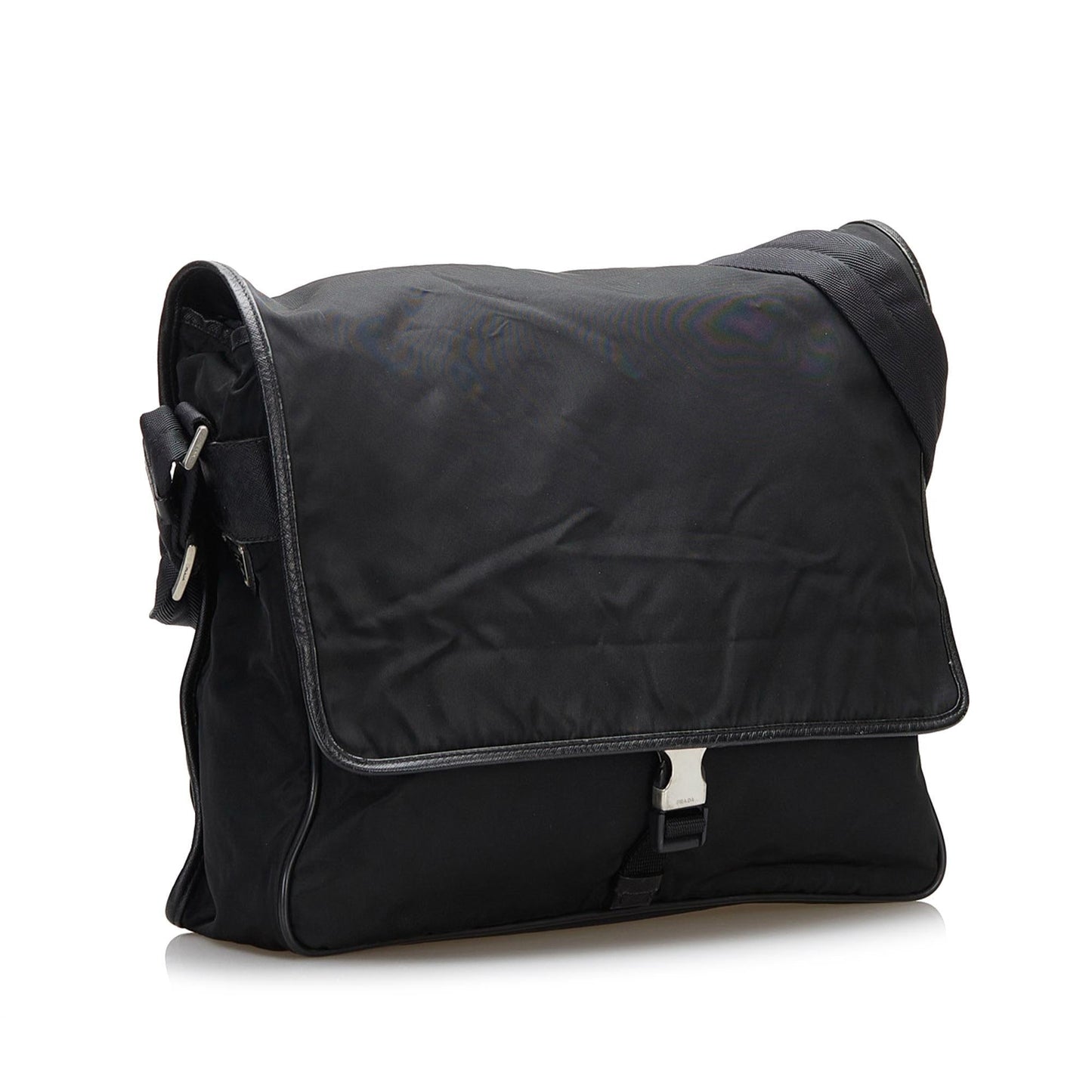 Prada Saffiano-Trimmed Tessuto Crossbody Bag - Rovelle Bags