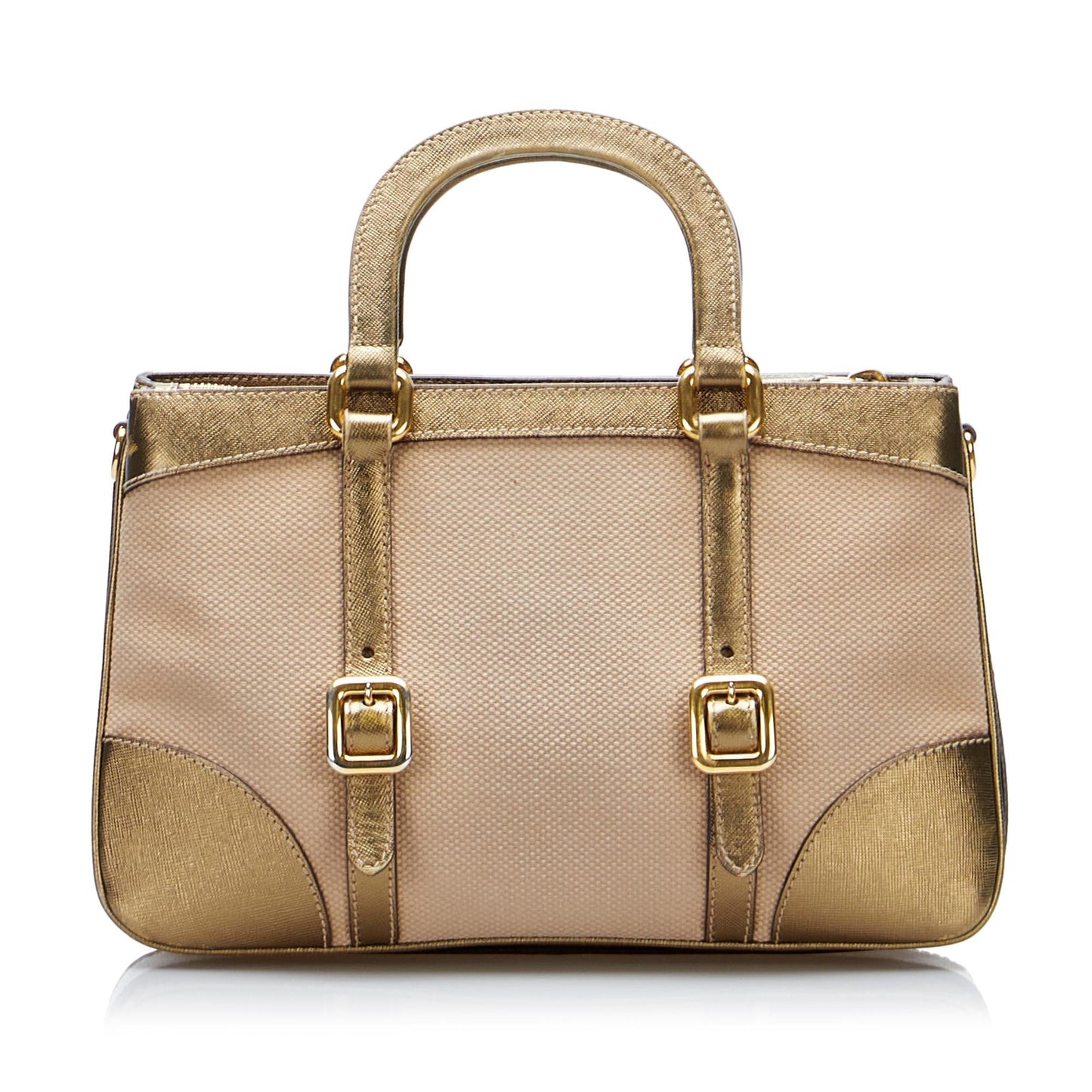 Prada Saffiano-Trimmed Tessuto Satchel - Rovelle Bags