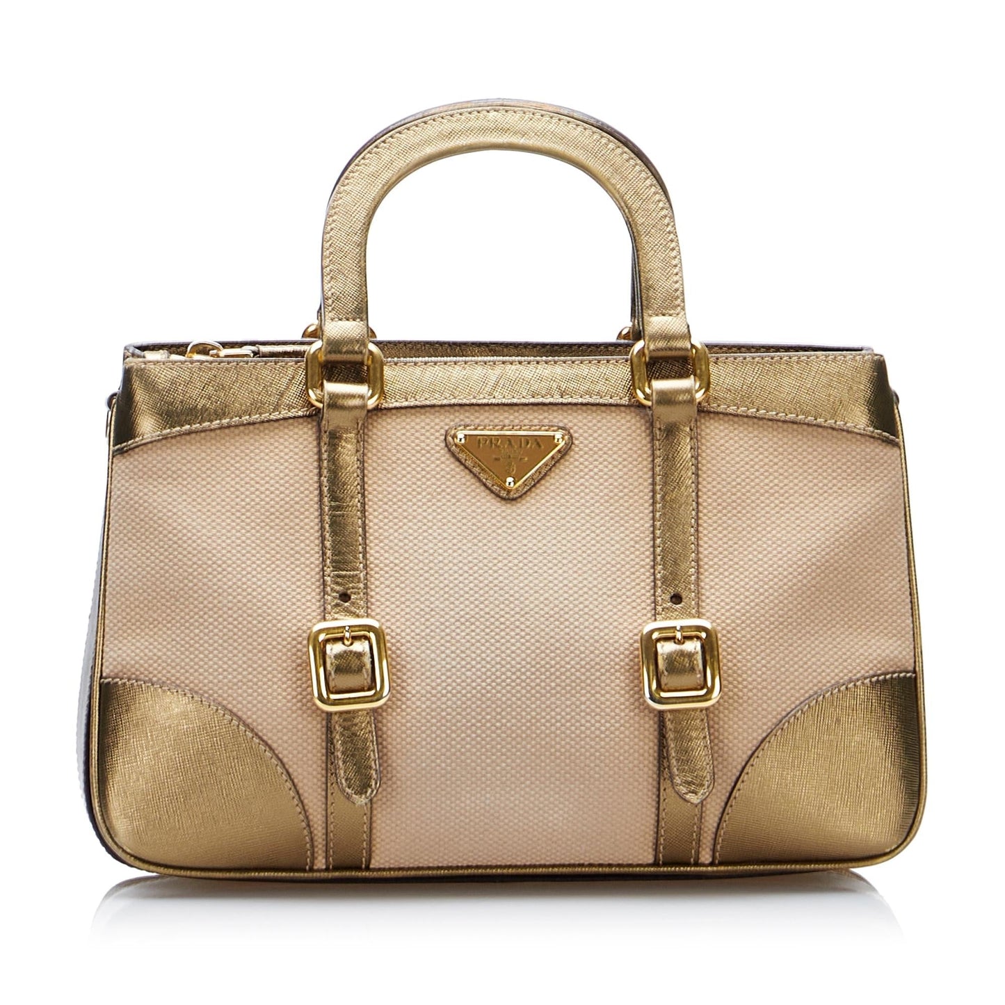 Prada Saffiano-Trimmed Tessuto Satchel - Rovelle Bags