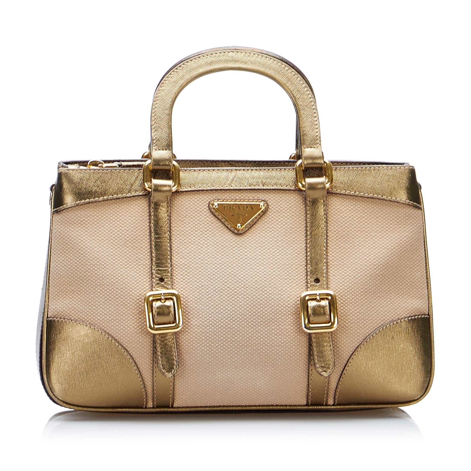 Prada Saffiano-Trimmed Tessuto Satchel - Rovelle Bags
