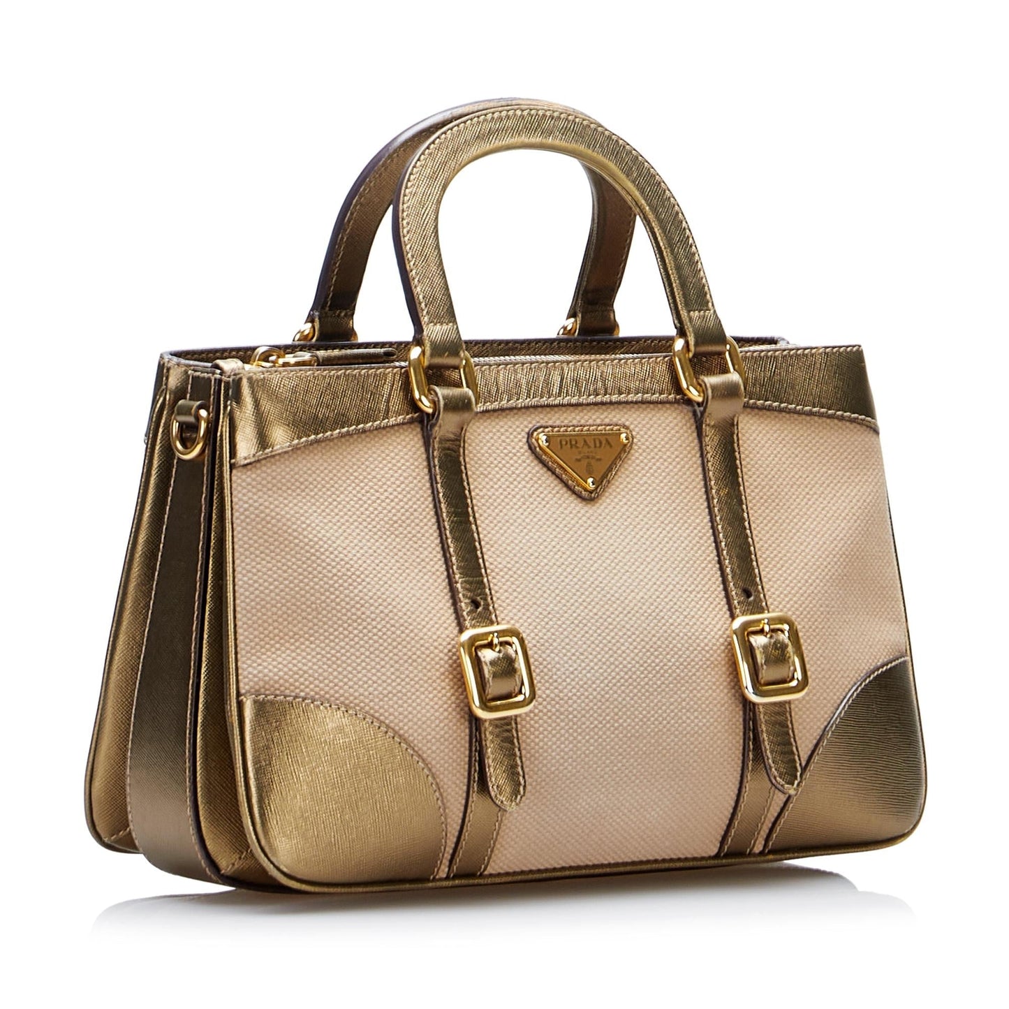 Prada Saffiano-Trimmed Tessuto Satchel - Rovelle Bags