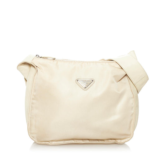Prada Saffiano Trimmed Tessuto Shoulder Bag - Rovelle Bags