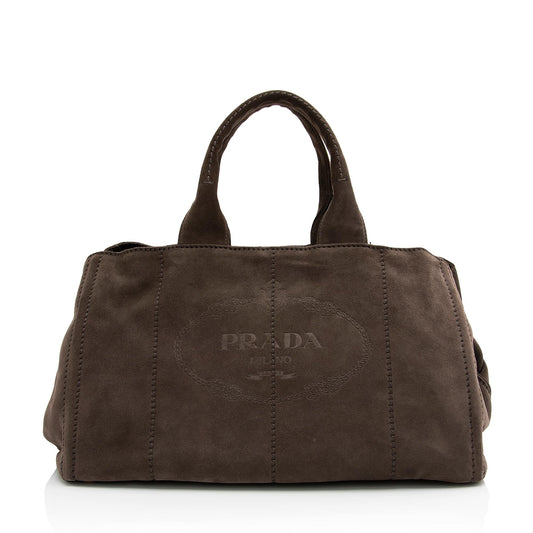 Prada Scamosciato Suede Logo Shopping Tote - Rovelle Bags