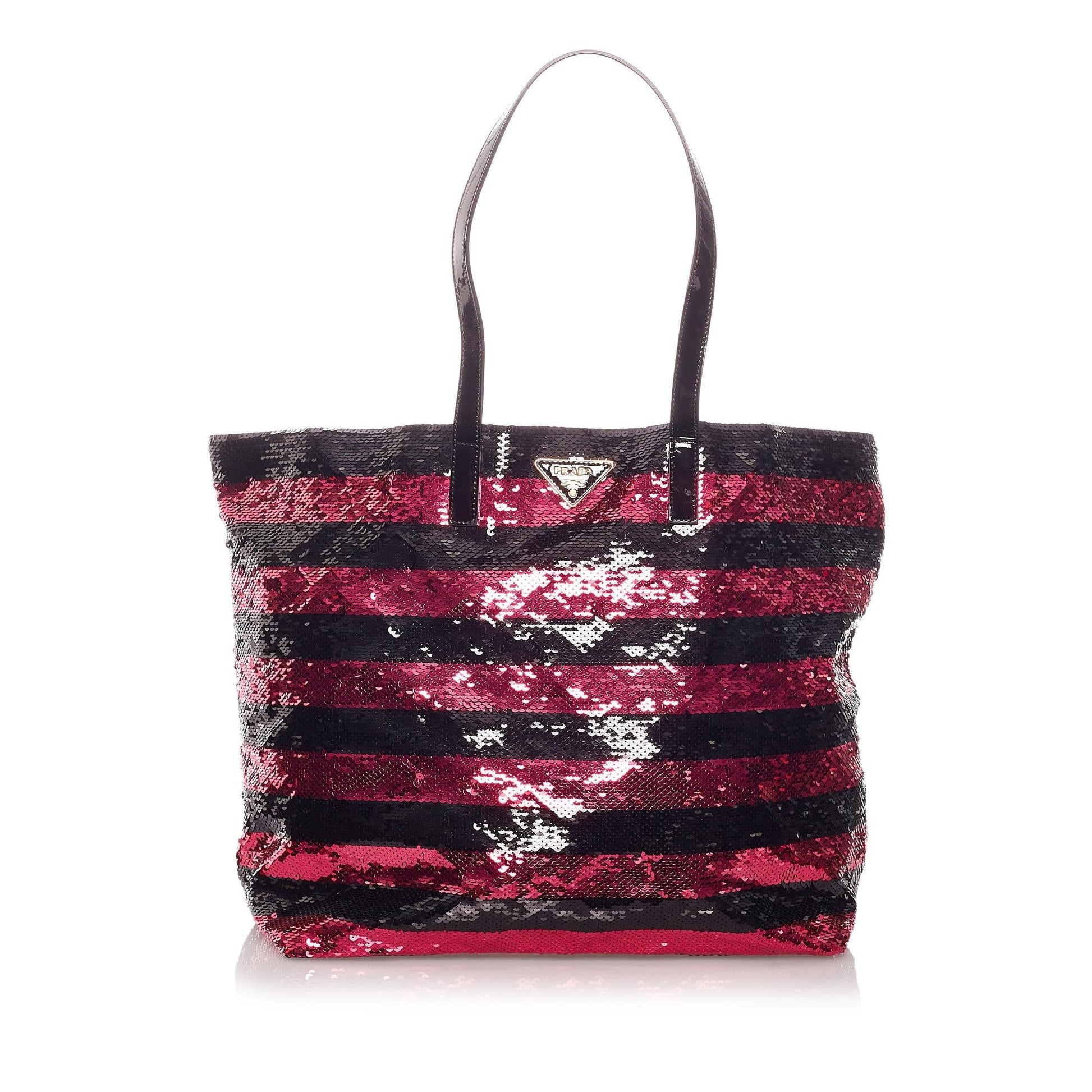 Prada Sequin Striped Tote Handbag - Rovelle Bags