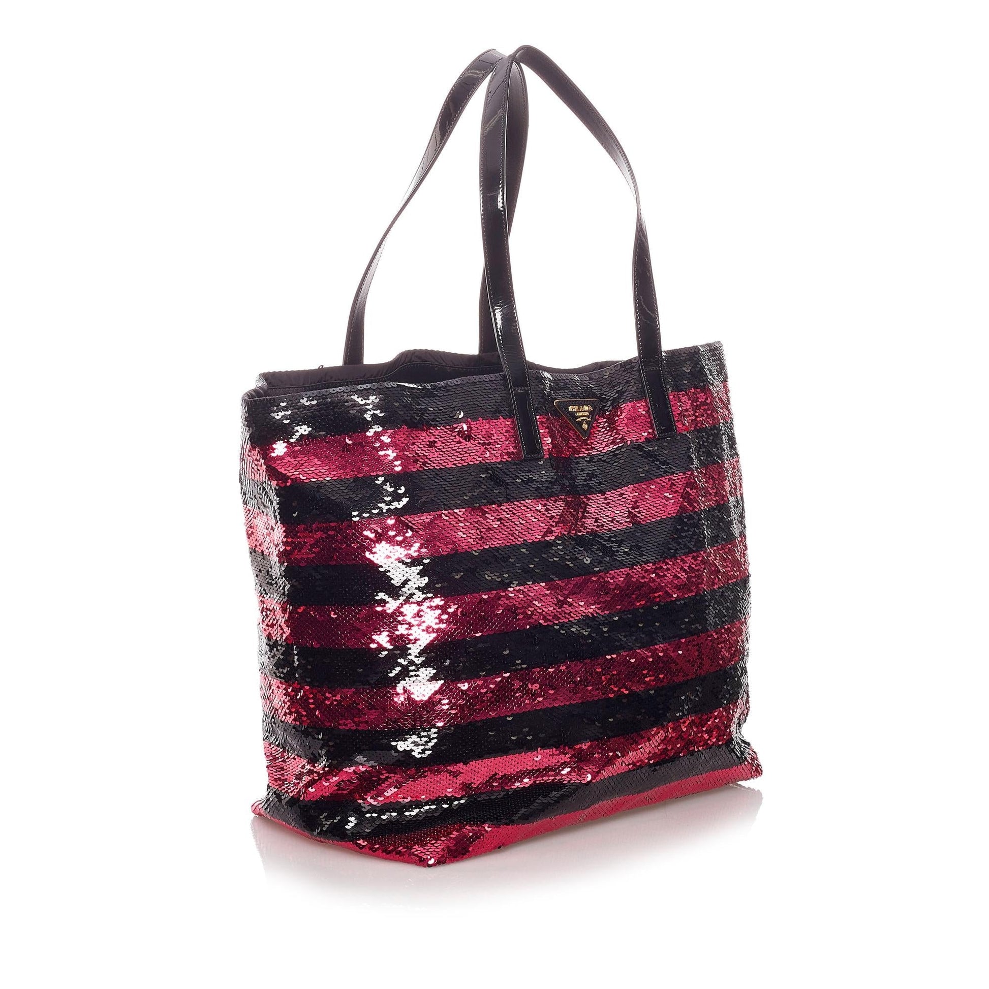 Prada Sequin Striped Tote Handbag - Rovelle Bags