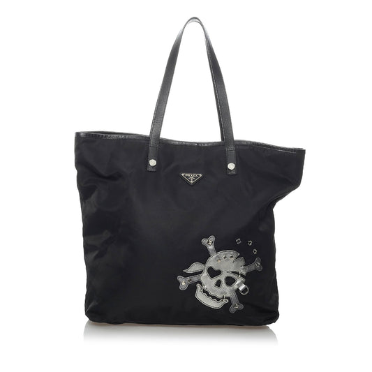 Prada Skull Print Tessuto Tote Bag - Rovelle Bags