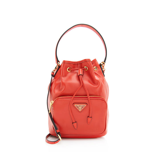 Prada Soft Calf Saffiano Leather Mini Bucket Bag - Rovelle Bags