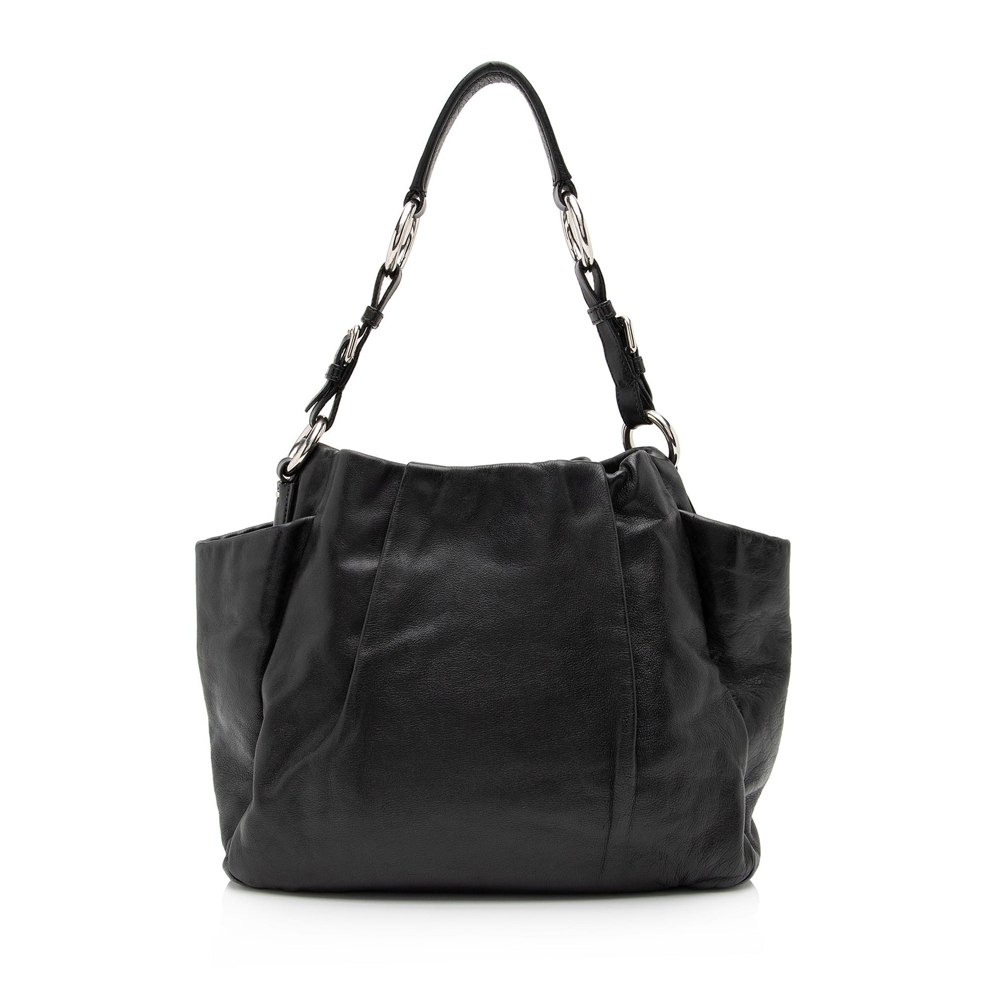 Prada Soft Calfskin Pleated Side Pocket Hobo Hobo Bag - Rovelle Bags