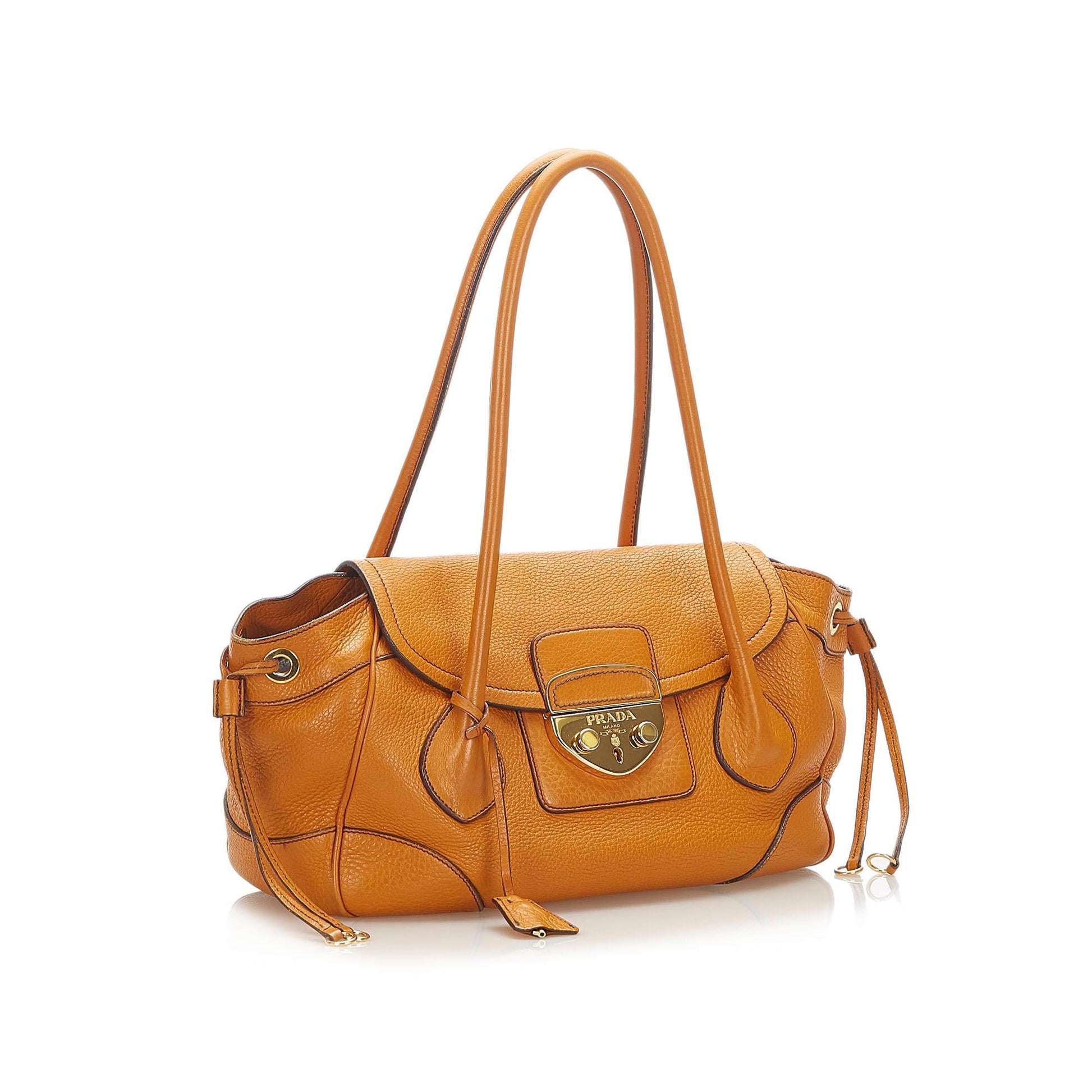 Prada Sound Lock Leather Handbag - Rovelle Bags