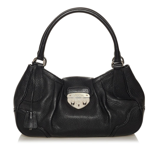 Prada Sound Lock Leather Handbag Style 2 - Rovelle Bags