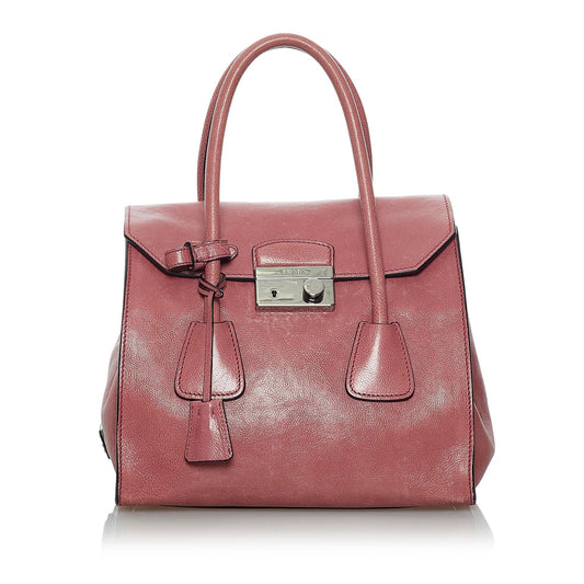 Prada Sound Lock Leather Satchel - Rovelle Bags