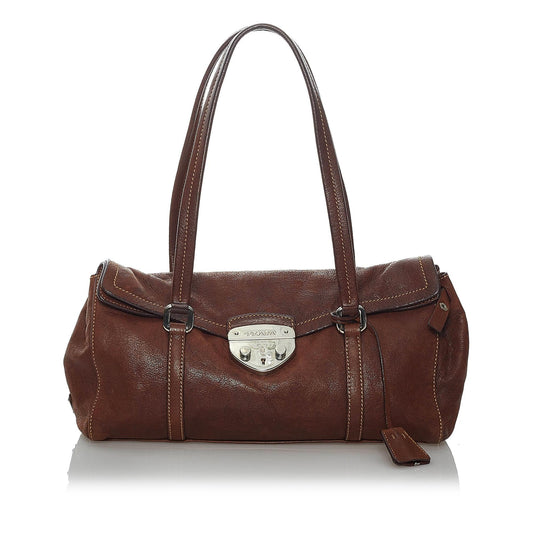 Prada Sound Lock Leather Shoulder Bag Style 4 - Rovelle Bags