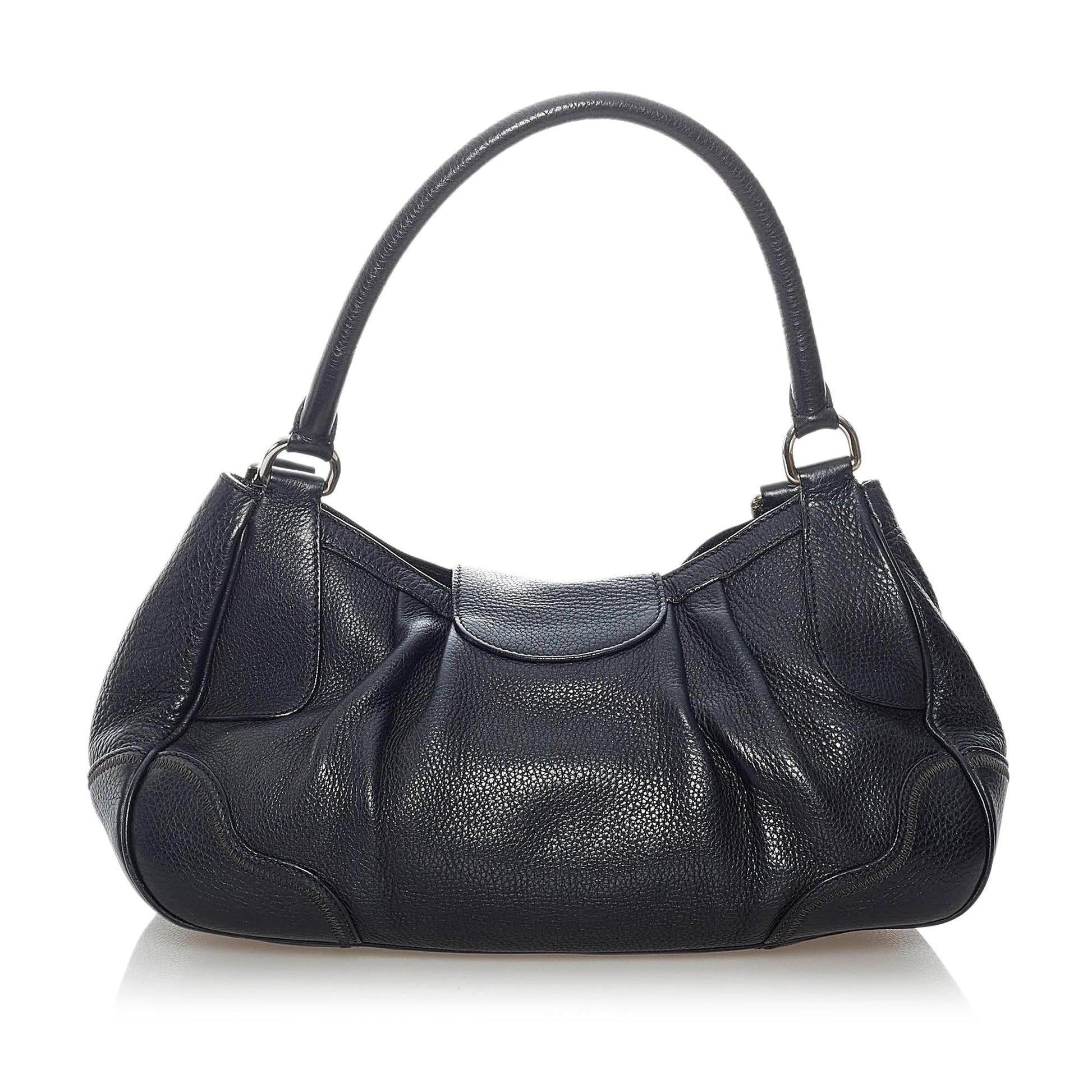 Prada Sound Lock Leather Shoulder Bag Style 3 - Rovelle Bags