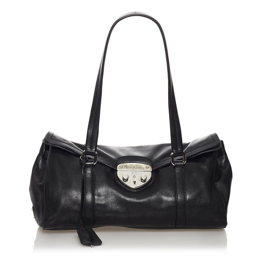 Prada Sound Lock Leather Shoulder Bag Style 2 - Rovelle Bags