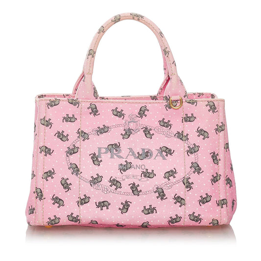 Prada St. Elephant Canapa Logo Canvas Satchel - Rovelle Bags