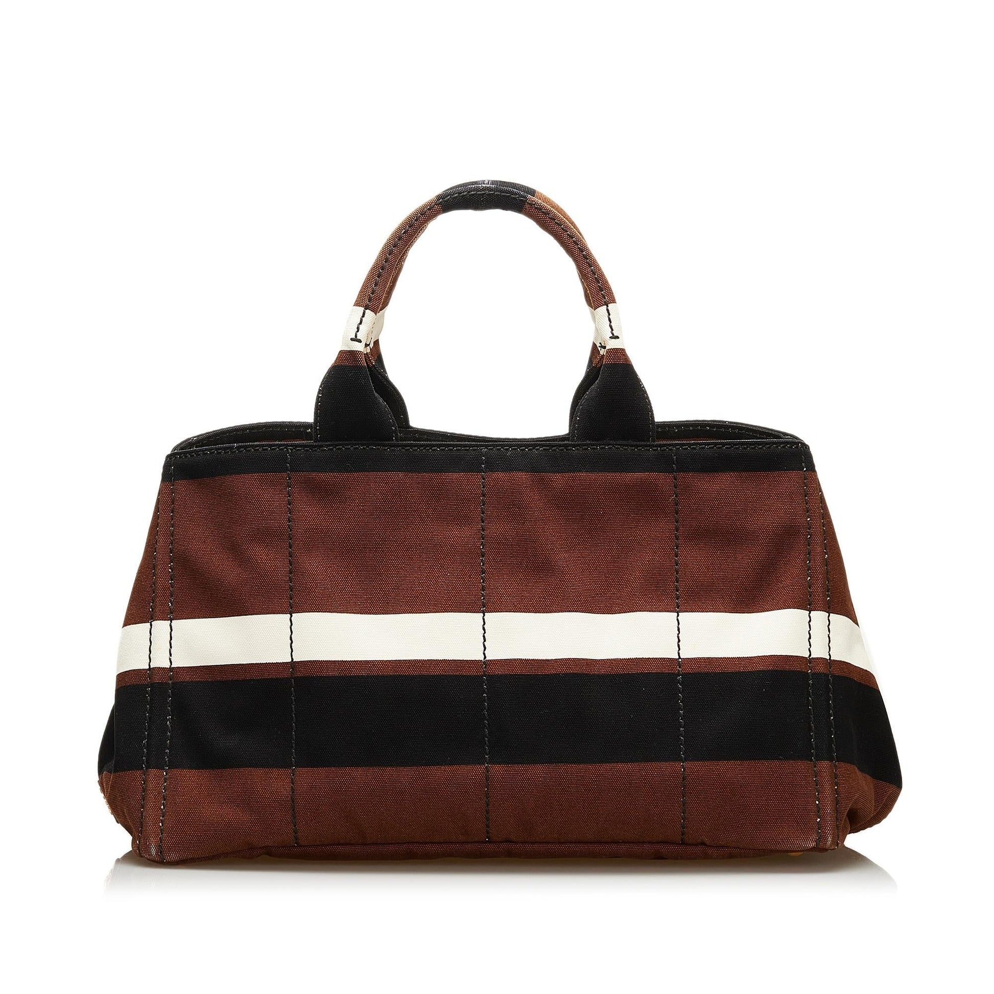 Prada Striped Canapa Handbag - Rovelle Bags