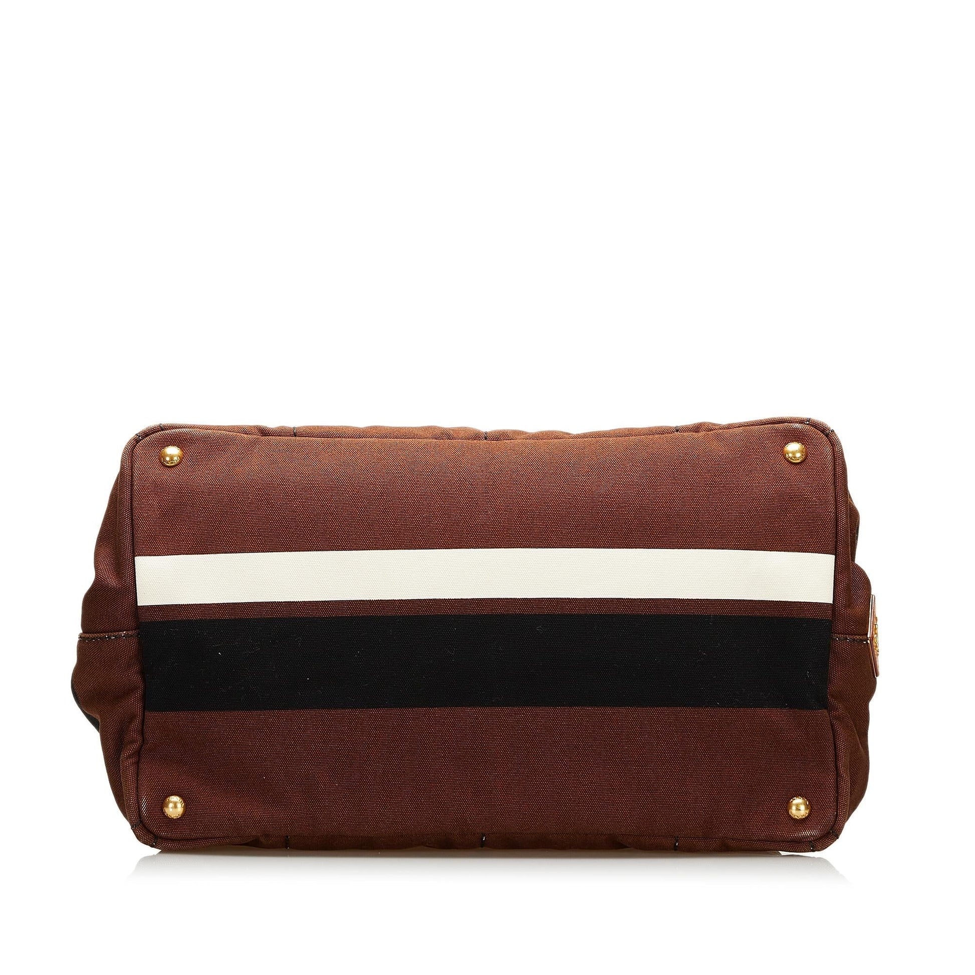 Prada Striped Canapa Handbag - Rovelle Bags