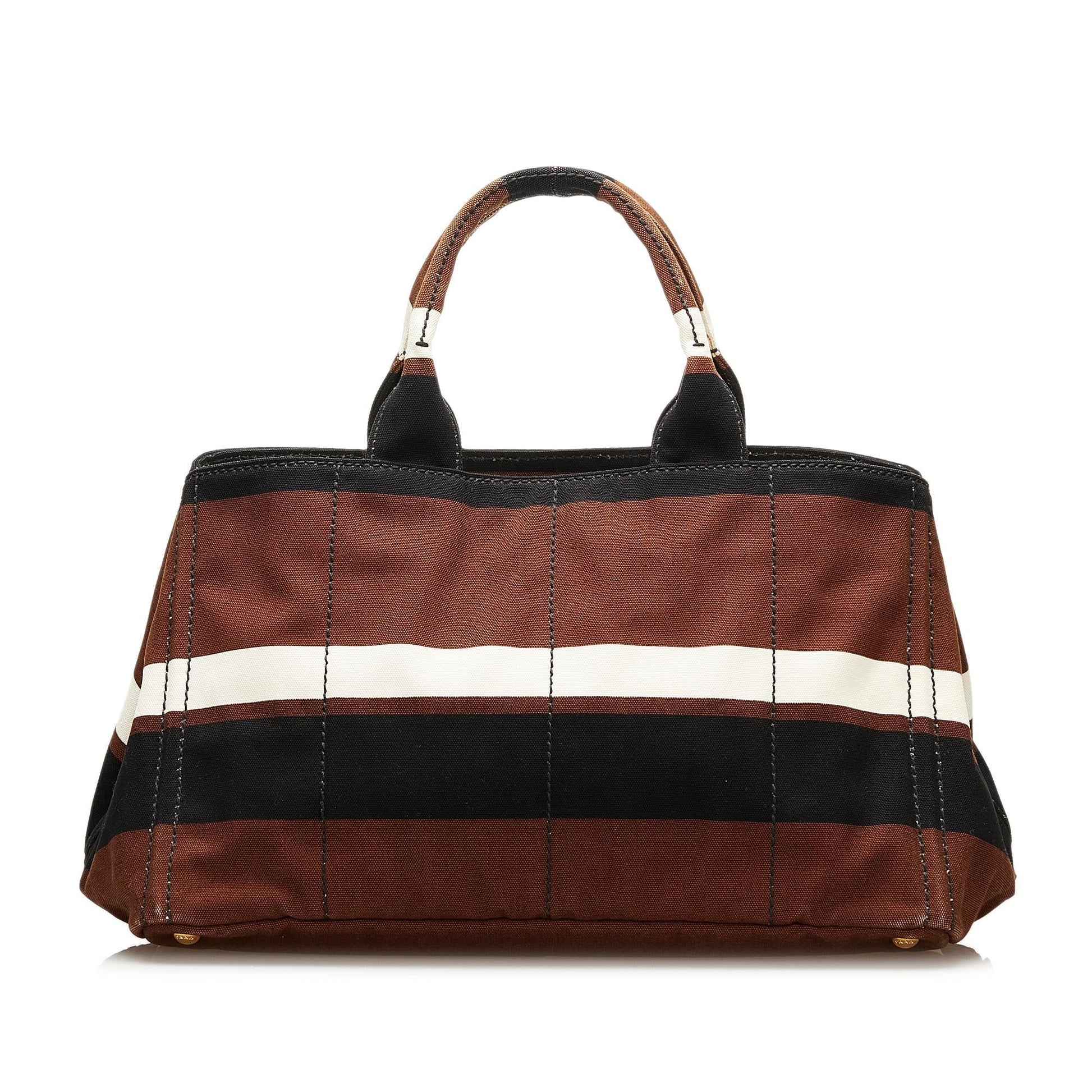 Prada Striped Canapa Handbag - Rovelle Bags