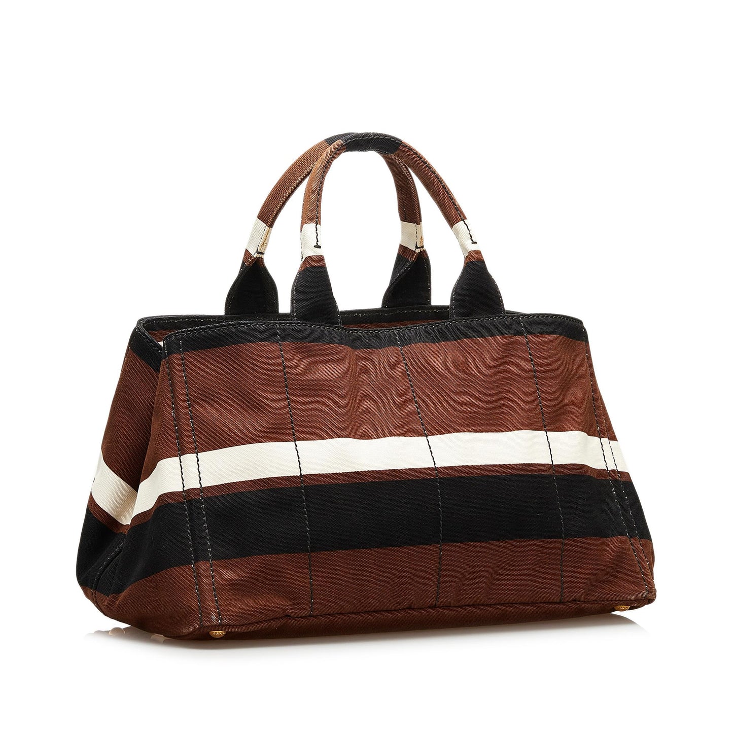 Prada Striped Canapa Handbag - Rovelle Bags