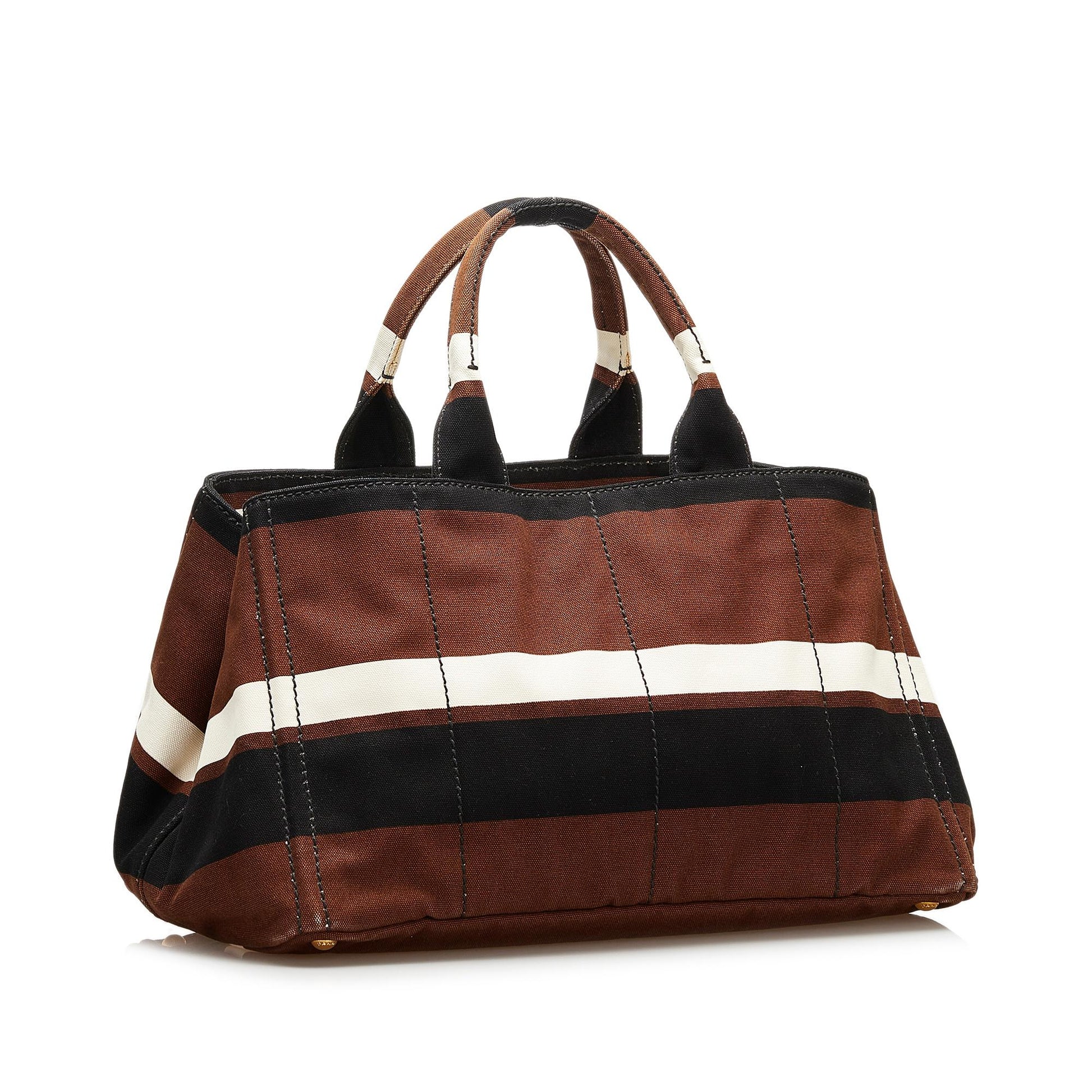Prada Striped Canapa Handbag - Rovelle Bags