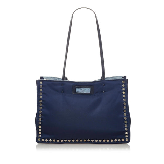 Prada Studded Etiquette Leather Tote Bag - Rovelle Bags