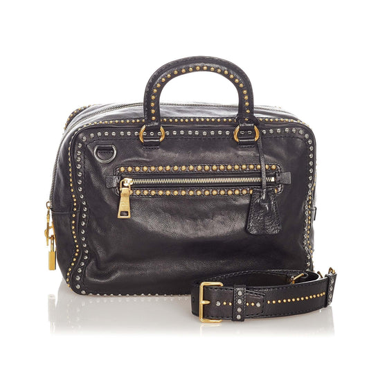 Prada Studded Leather Satchel Style 2 - Rovelle Bags