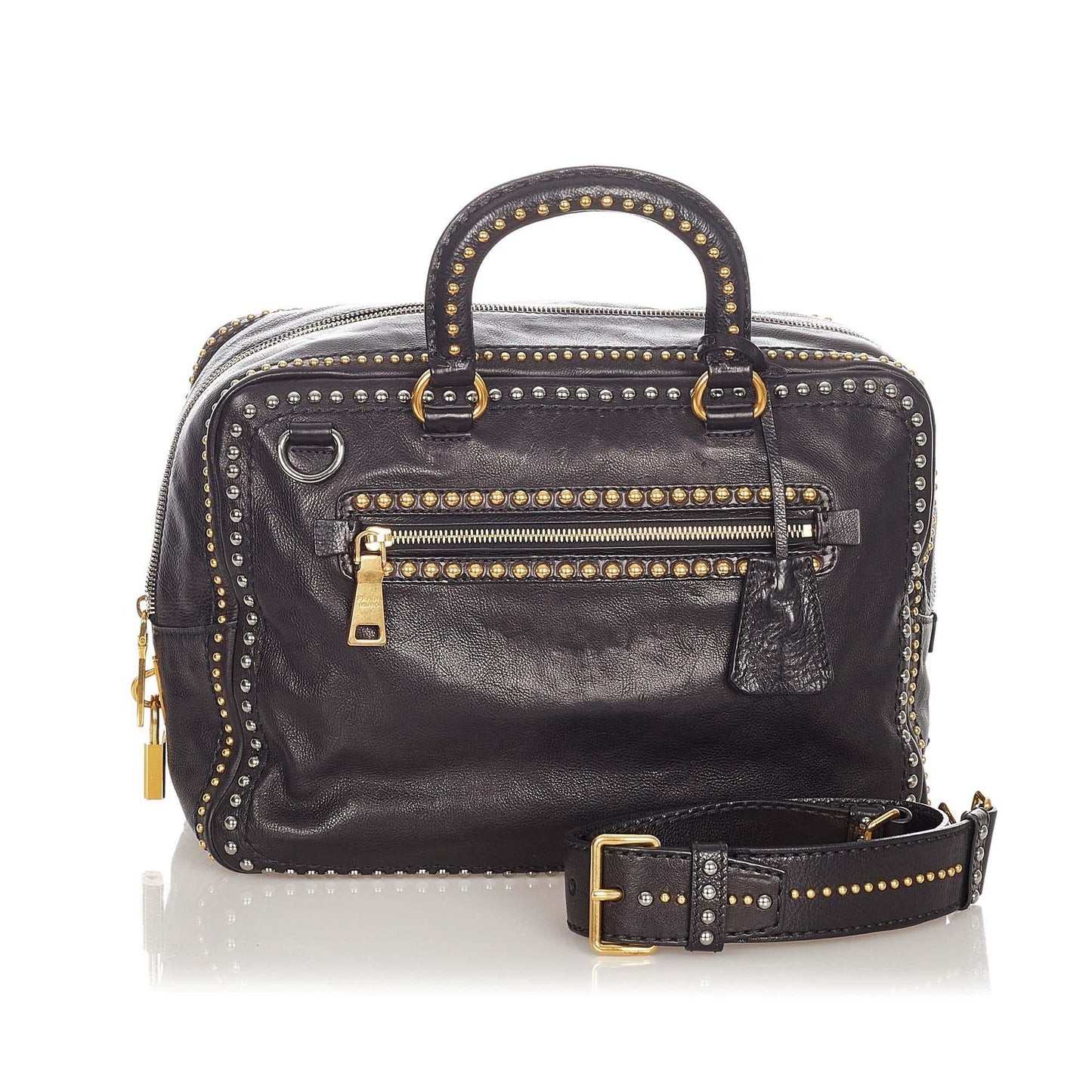 Prada Studded Leather Satchel - Rovelle Bags