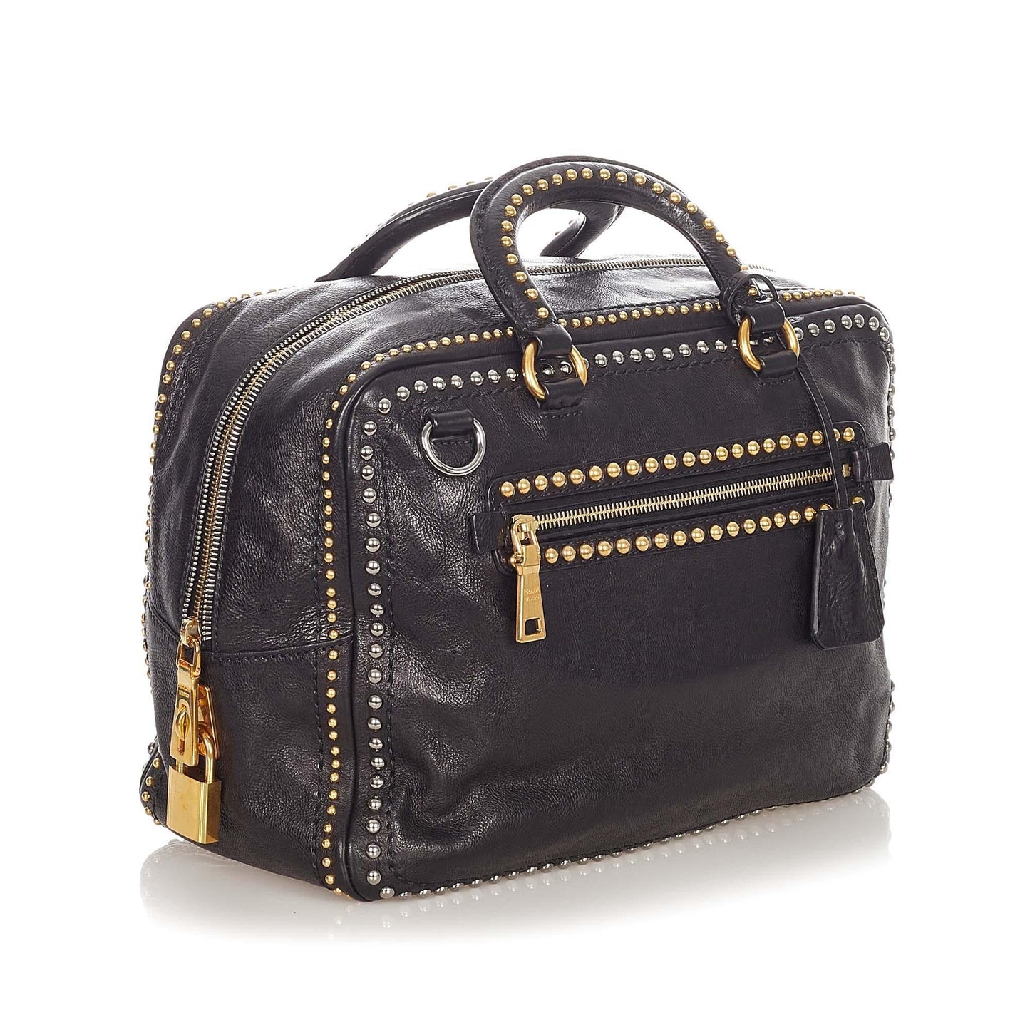 Prada Studded Leather Satchel - Rovelle Bags