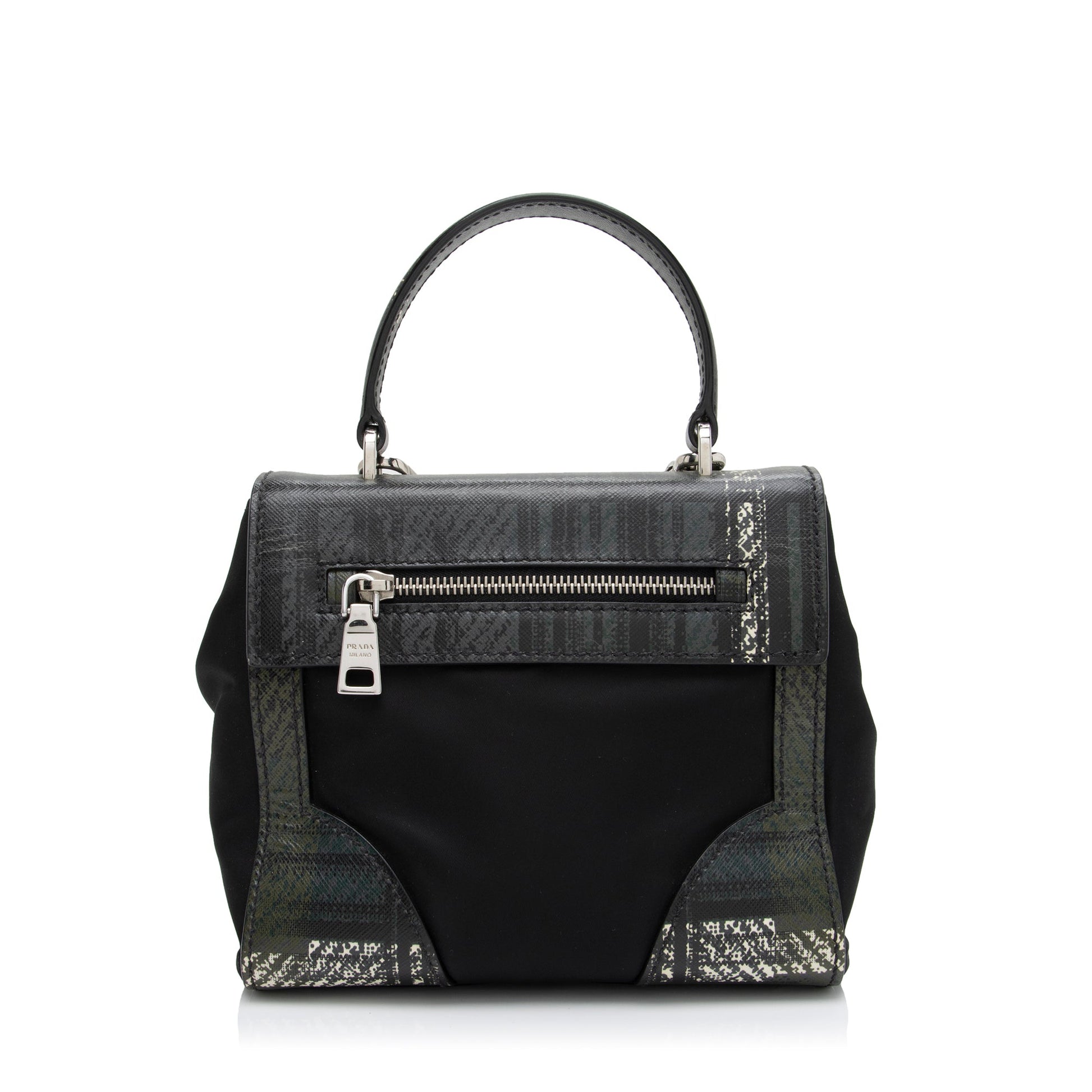 Prada Tartan Saffiano Tessuto Mini Satchel - Rovelle Bags