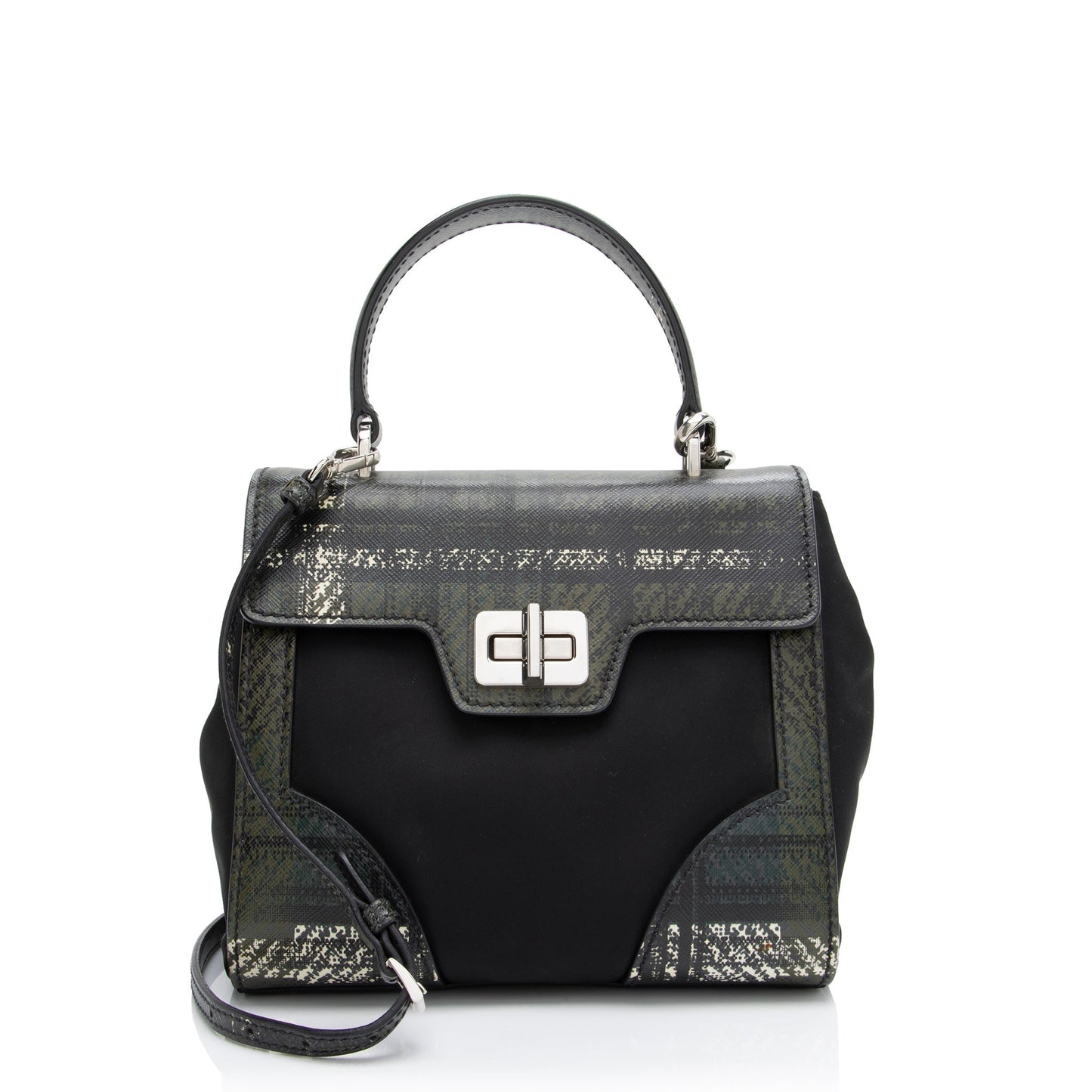 Prada Tartan Saffiano Tessuto Mini Satchel - Rovelle Bags