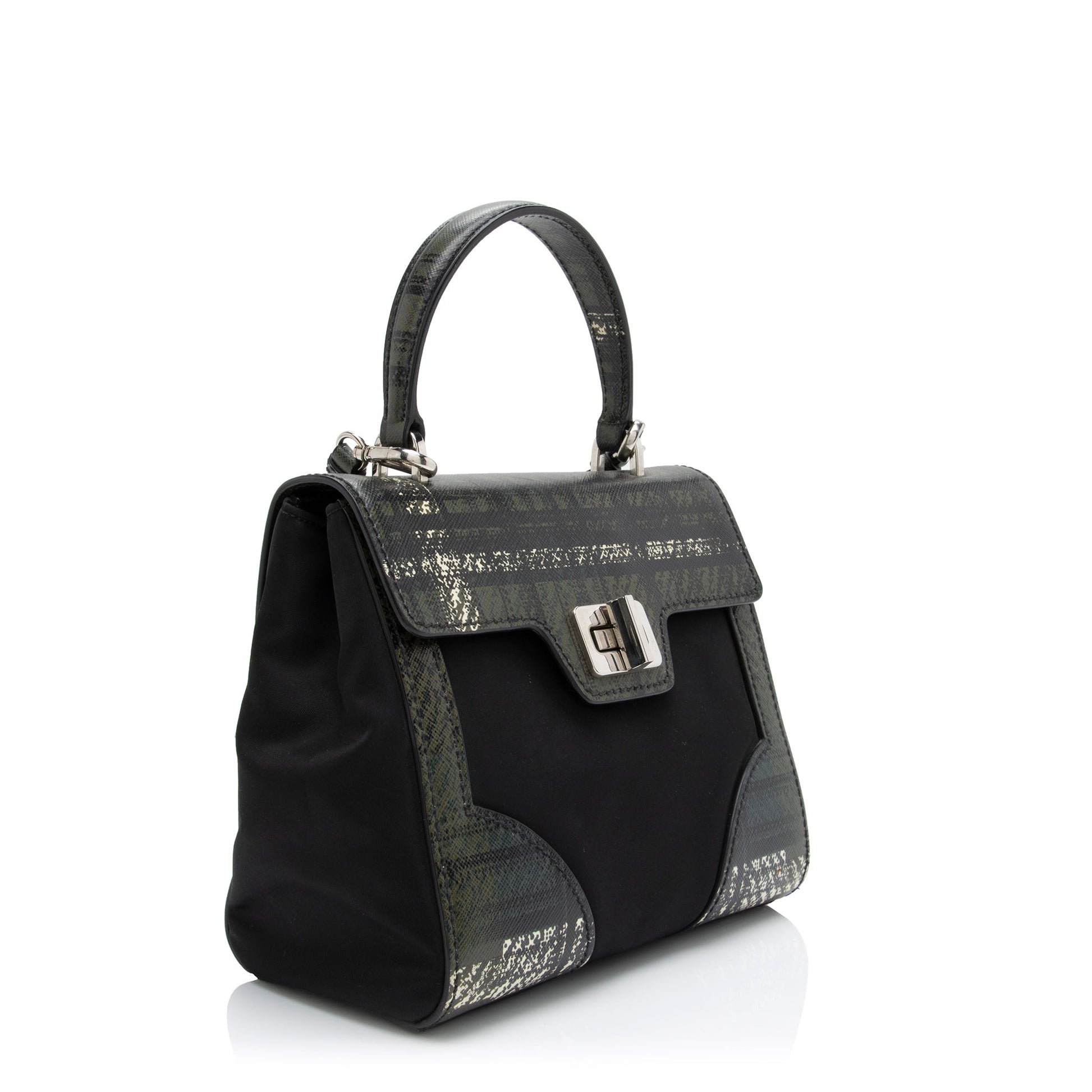 Prada Tartan Saffiano Tessuto Mini Satchel - Rovelle Bags