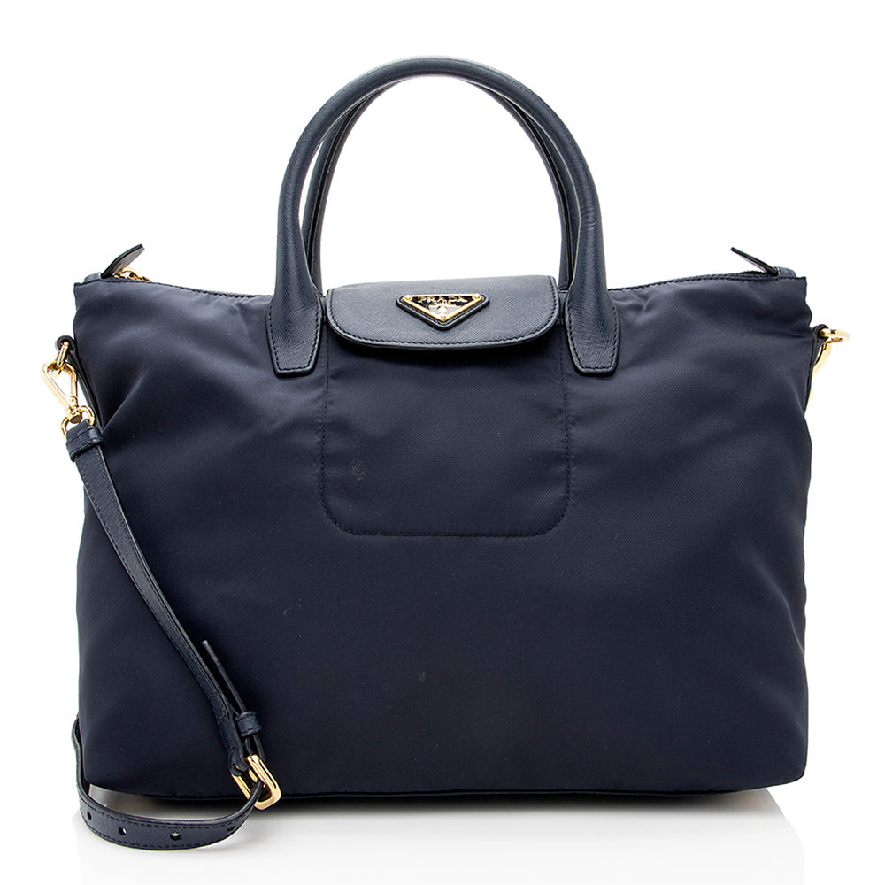 Prada Tessuto Calf Leather Convertible Front Pocket Tote - Rovelle Bags