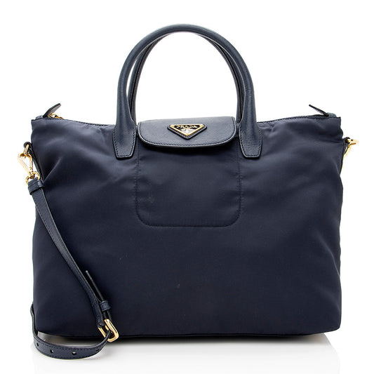 Prada Tessuto Calf Leather Convertible Front Pocket Tote - Rovelle Bags