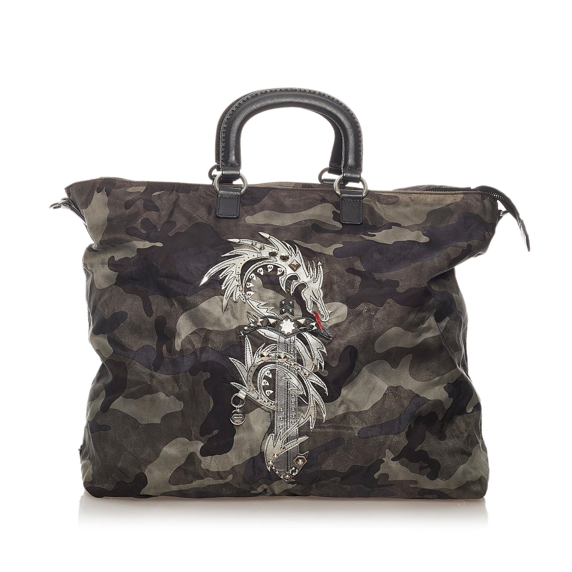 Prada Tessuto Camouflage Dragon Satchel - Rovelle Bags