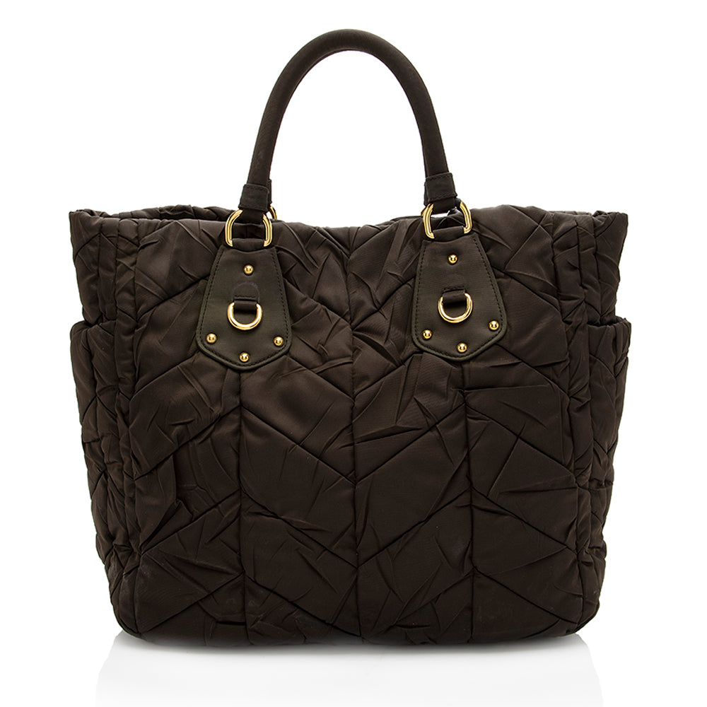 Prada Tessuto Chevron Quilted Tote - Rovelle Bags