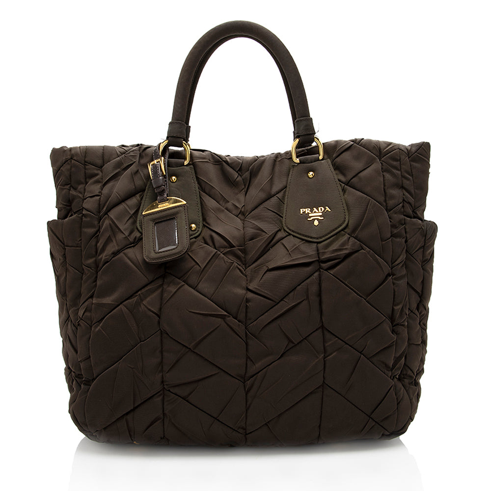 Prada Tessuto Chevron Quilted Tote - Rovelle Bags