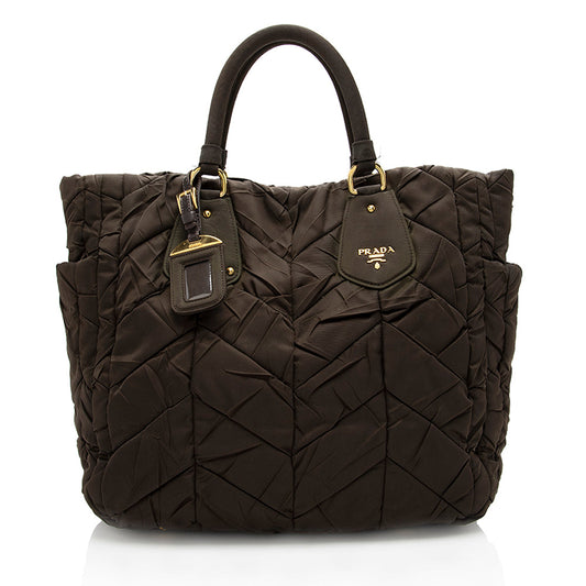 Prada Tessuto Chevron Quilted Tote - Rovelle Bags