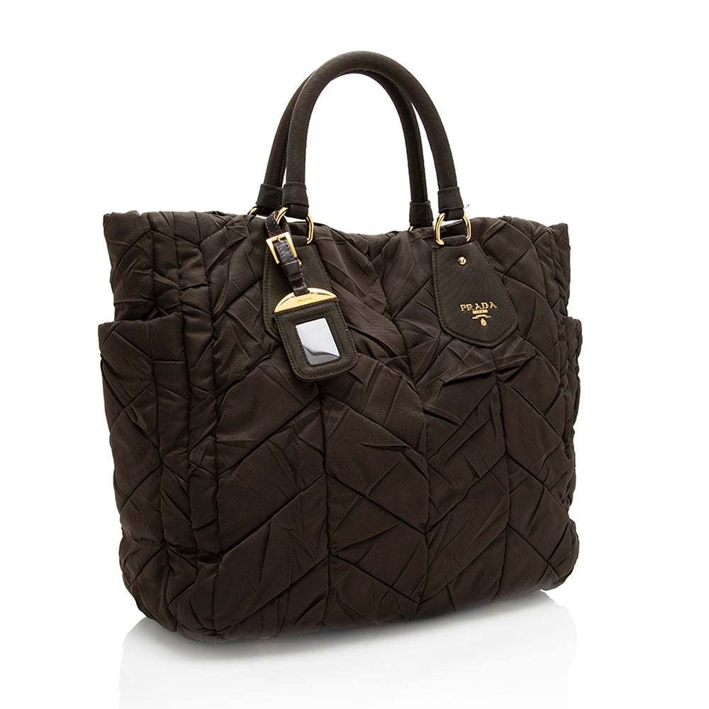 Prada Tessuto Chevron Quilted Tote - Rovelle Bags
