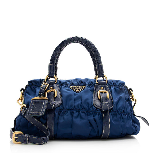 Prada Tessuto Gaufre Braided Handle Satchel - Rovelle Bags