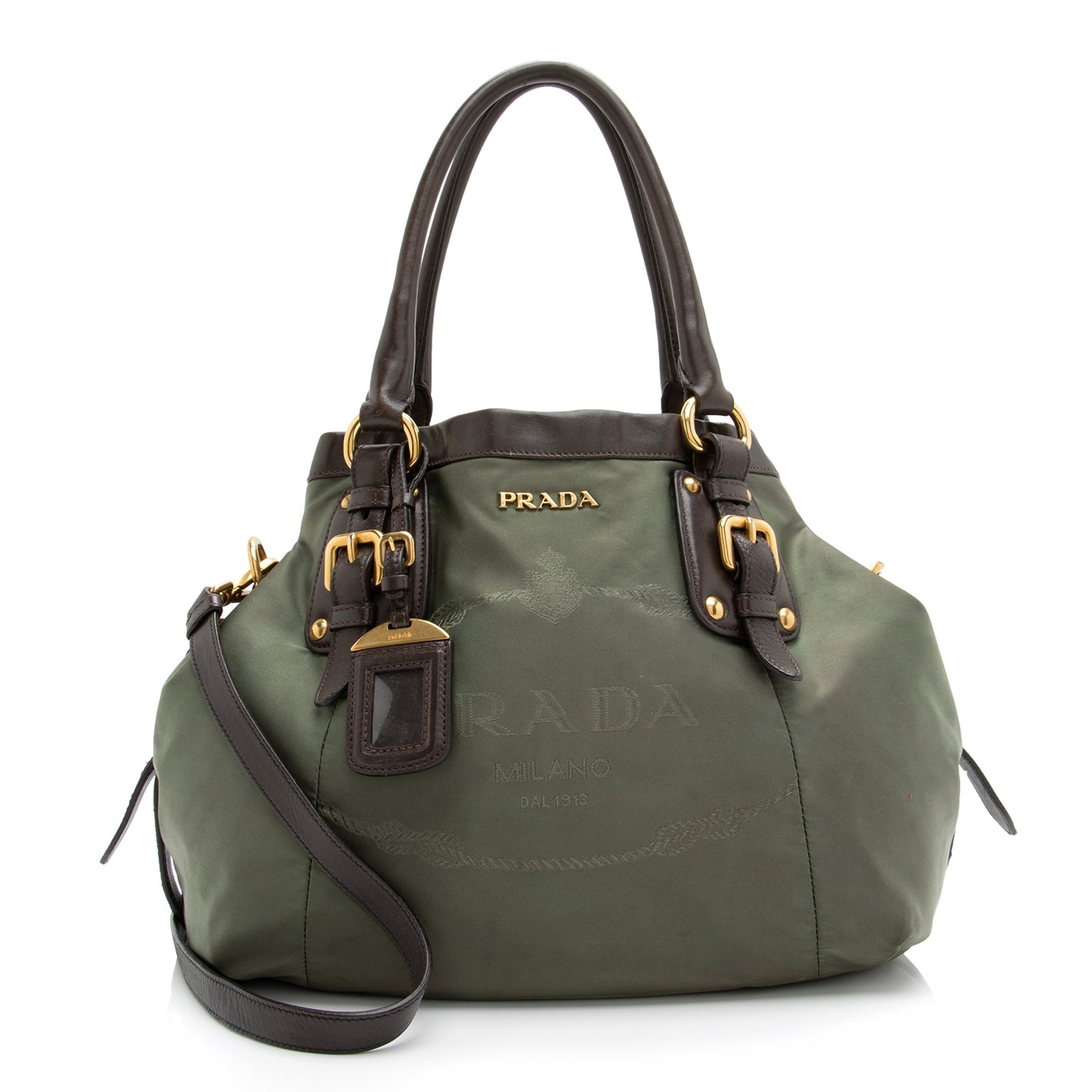 Prada Tessuto Jacquard Logo Convertible Large Tote - Rovelle Bags