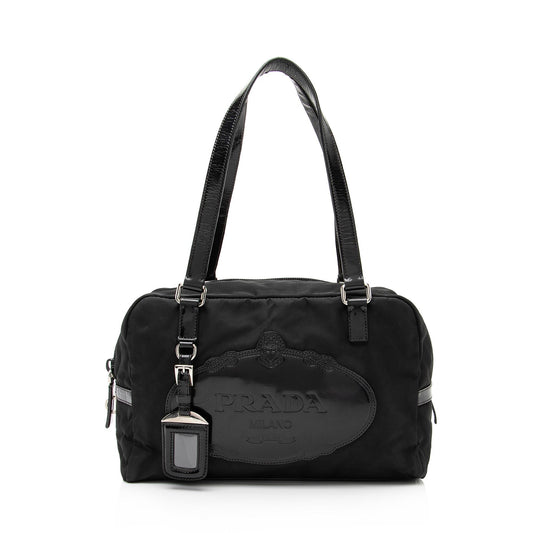 Prada Tessuto Logo Bauletto Satchel - Rovelle Bags
