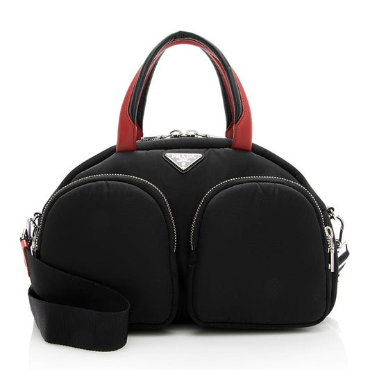 Prada Tessuto Triangle Double Pocket Bowling Bag - Rovelle Bags