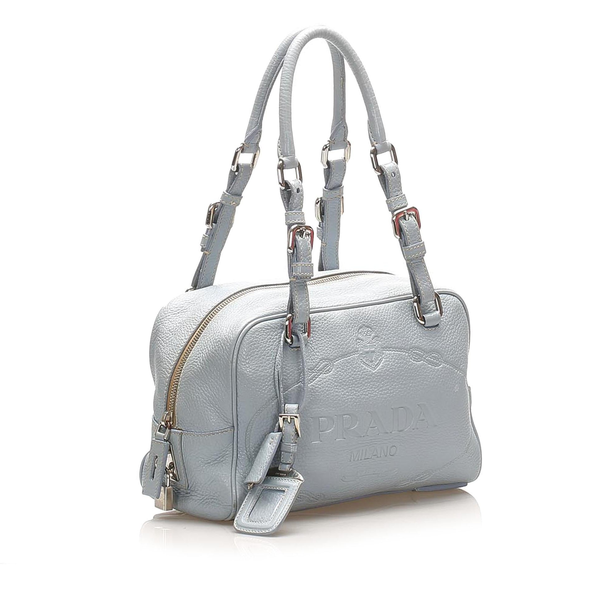Prada Vitello Daino Canapa Logo Shoulder Bag - Rovelle Bags