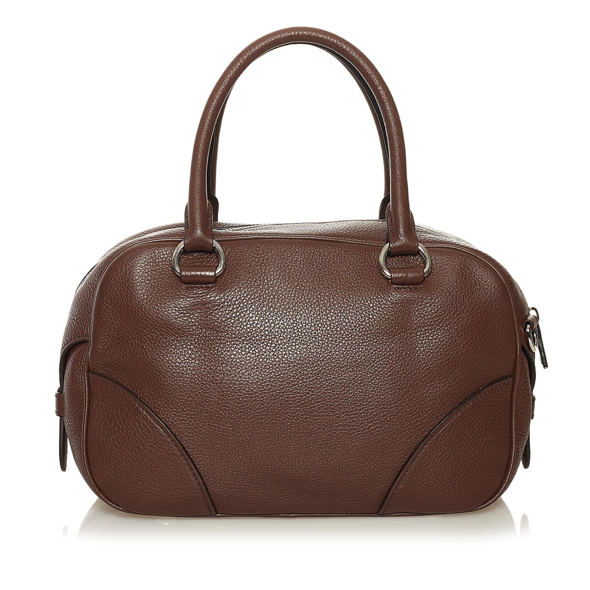 Prada Vitello Daino Front Pocket Boston Handbag - Rovelle Bags